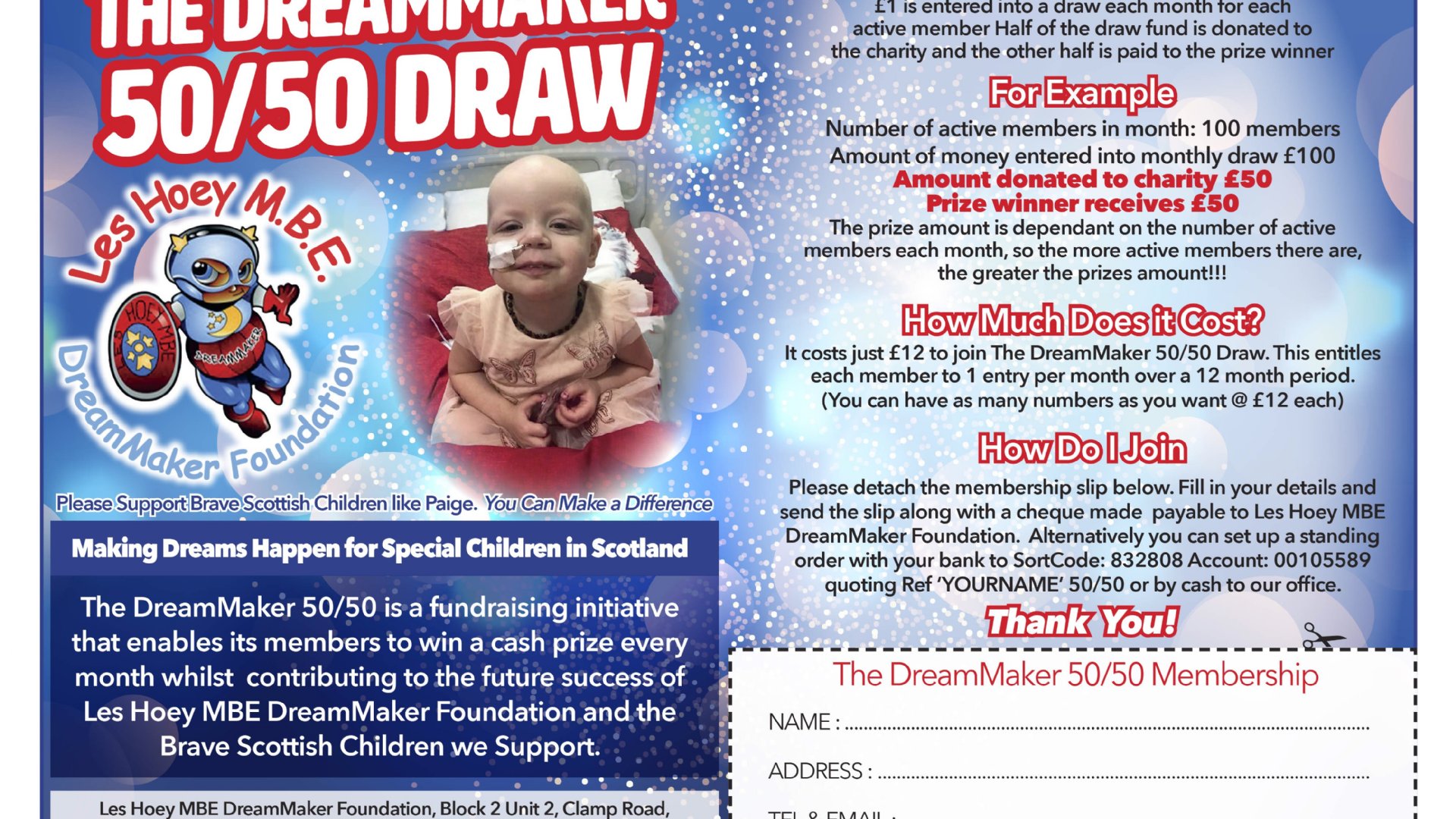 JOIN OUR 50/50 MONTHLY DRAW FOR ONLY £1...